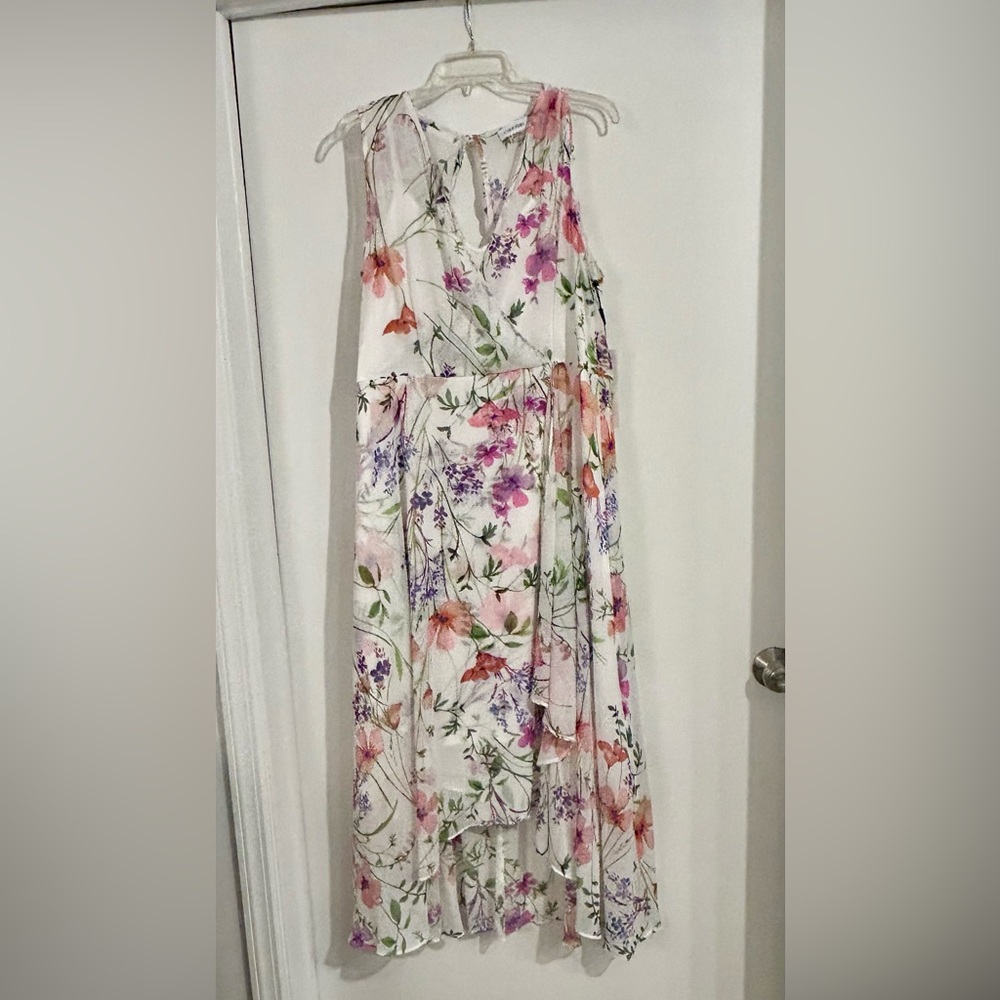 Calvin Klein White Floral High-Low Maxi Dress